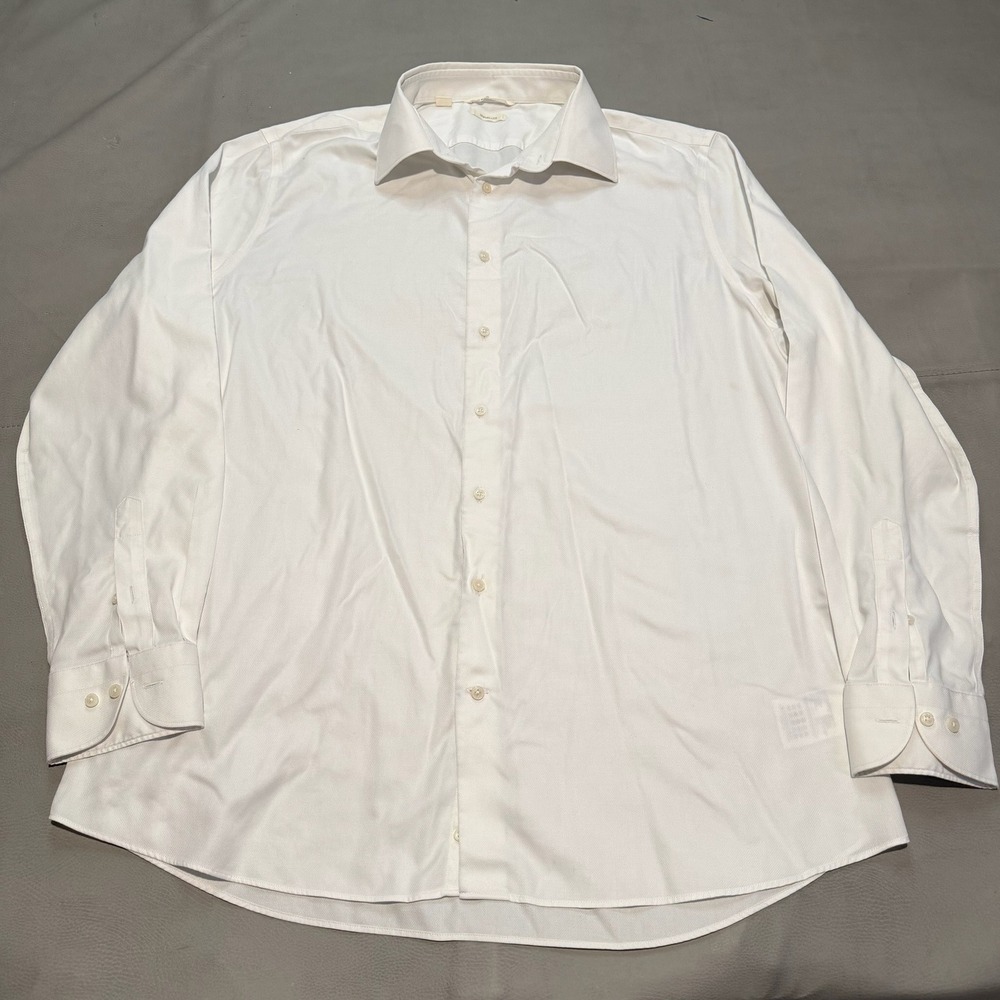 Suitsupply Traveller Men White Slim Fit Dress Shirt 46/18 Long Sleeve-6963